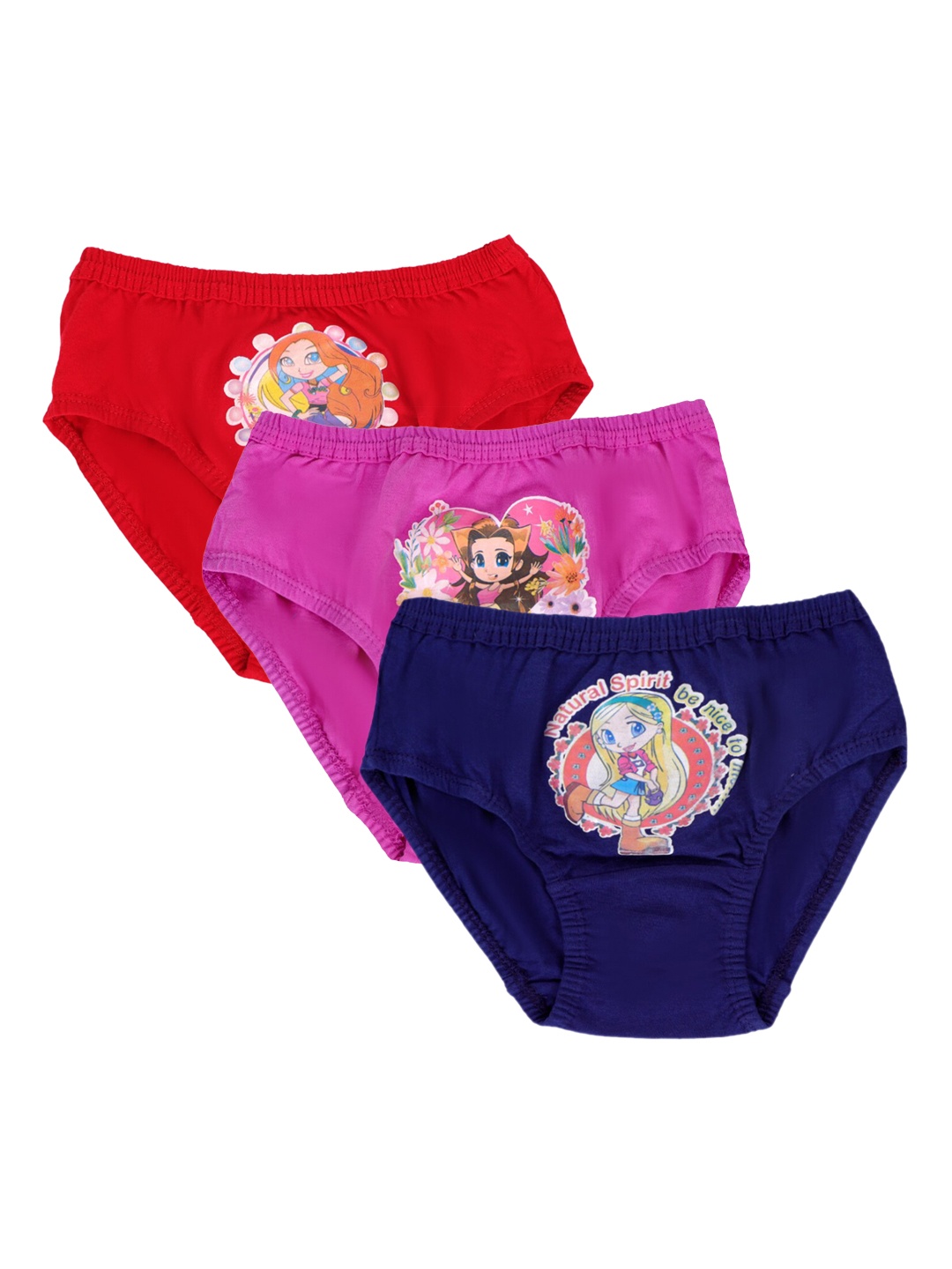 

YK Girls Pack Of 3 Assorted Cotton Basic Briefs YKA601C321