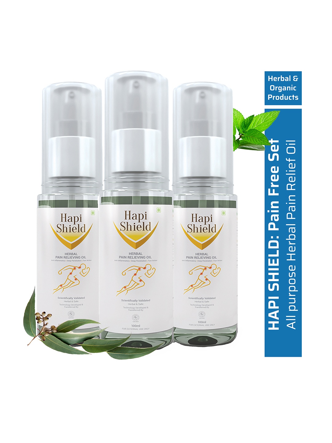 

Hapi Shield Set Of 3 Herbal Pain Relief Oil 300 ml, White