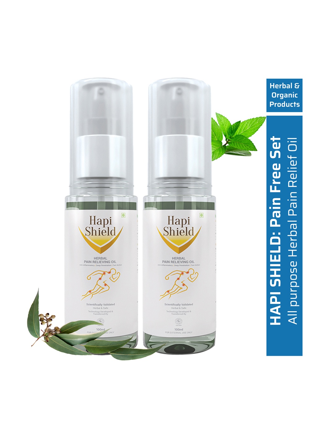 

Hapi Shield Set Of 2 Herbal Pain Relief Oil 200 ml, White