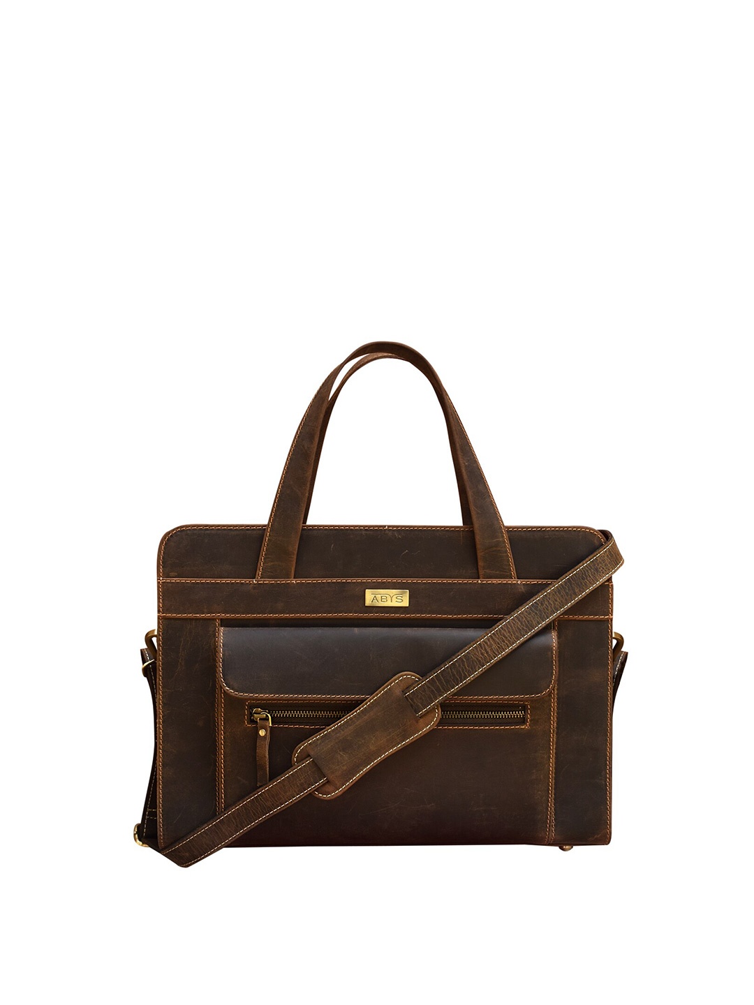 

ABYS Unisex Brown Leather Laptop Bag