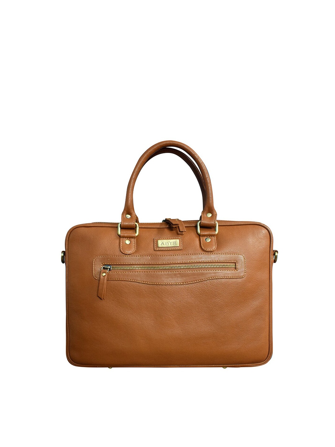 

ABYS Unisex Tan Textured Leather Formal Laptop Bag