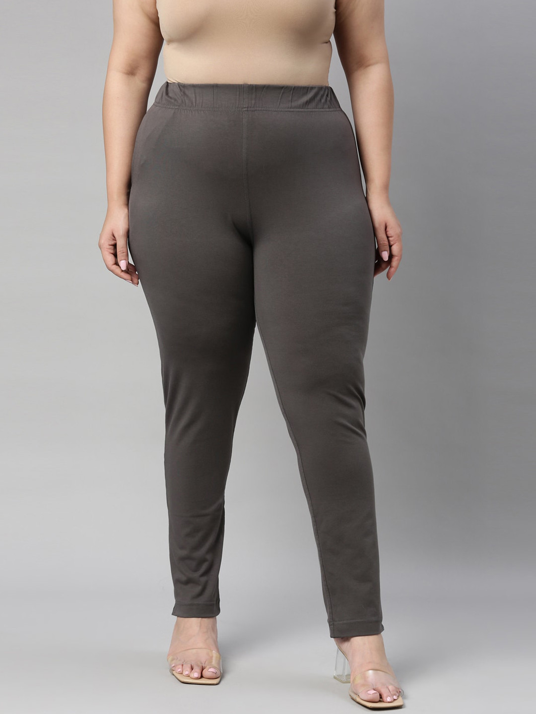 

Go Colors Women Grey Cotton Tapered Fit Trousers