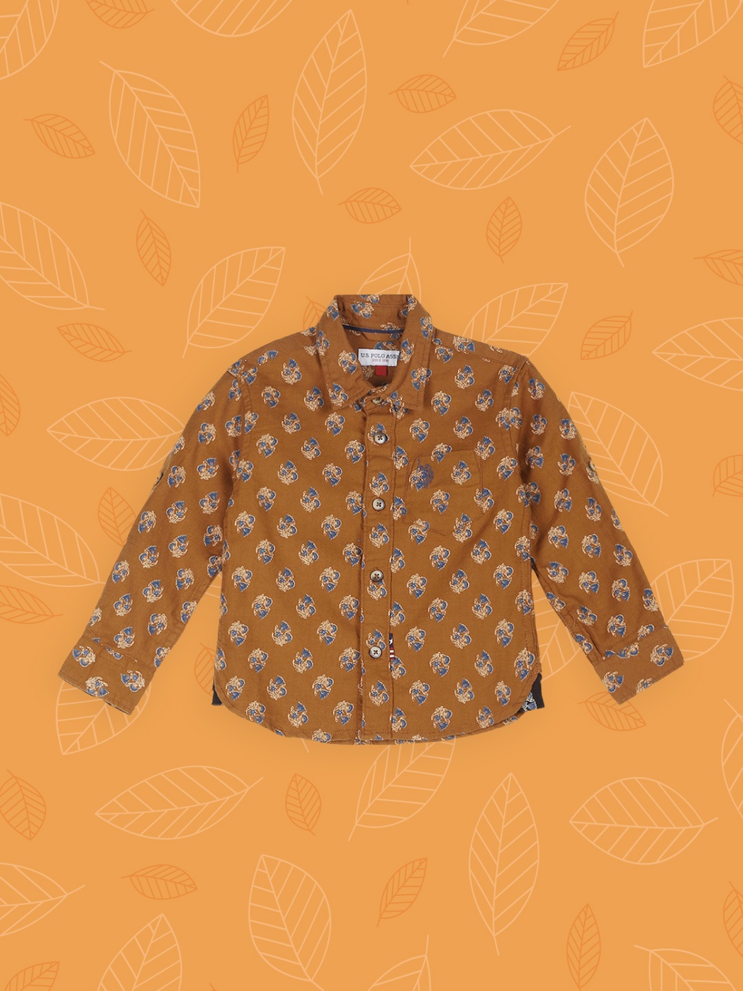 

U.S. Polo Assn. Kids Boys Brown Opaque Printed Casual Shirt