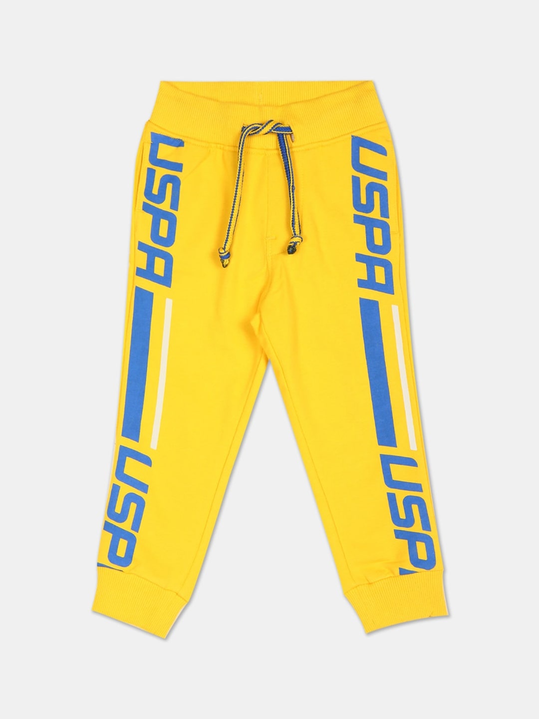 

U.S. Polo Assn. Kids Infant Boys Yellow & Blue Typography Printed Straight-Fit Joggers
