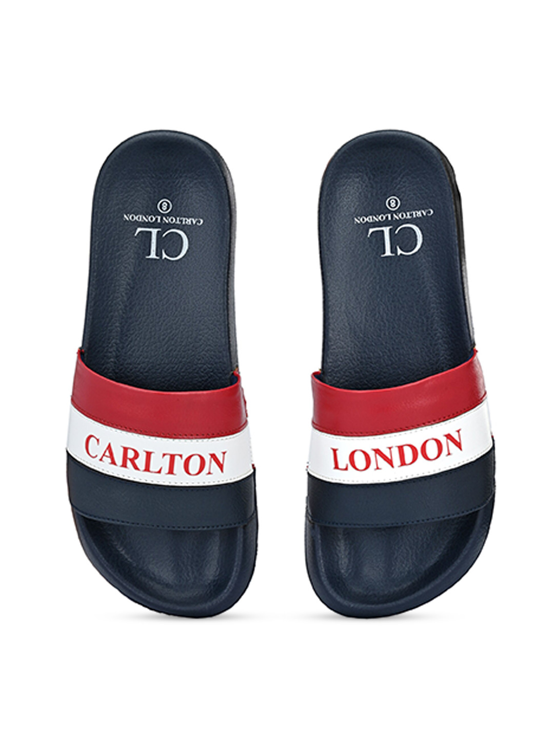 

Carlton London Men Navy Blue & White Printed Sliders