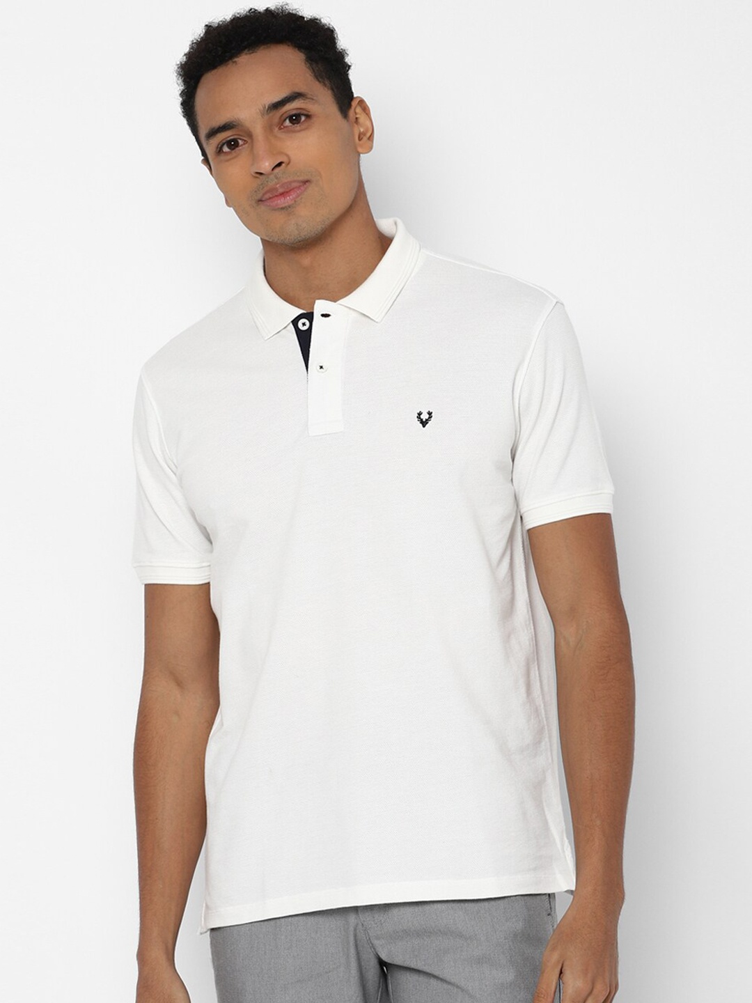 

Allen Solly Men White Polo Collar Applique T-shirt