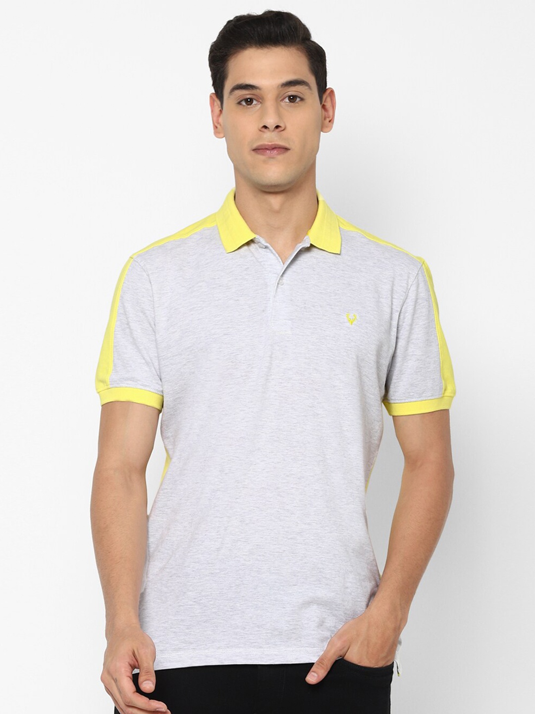 

Allen Solly Men Grey Polo Collar Applique T-shirt