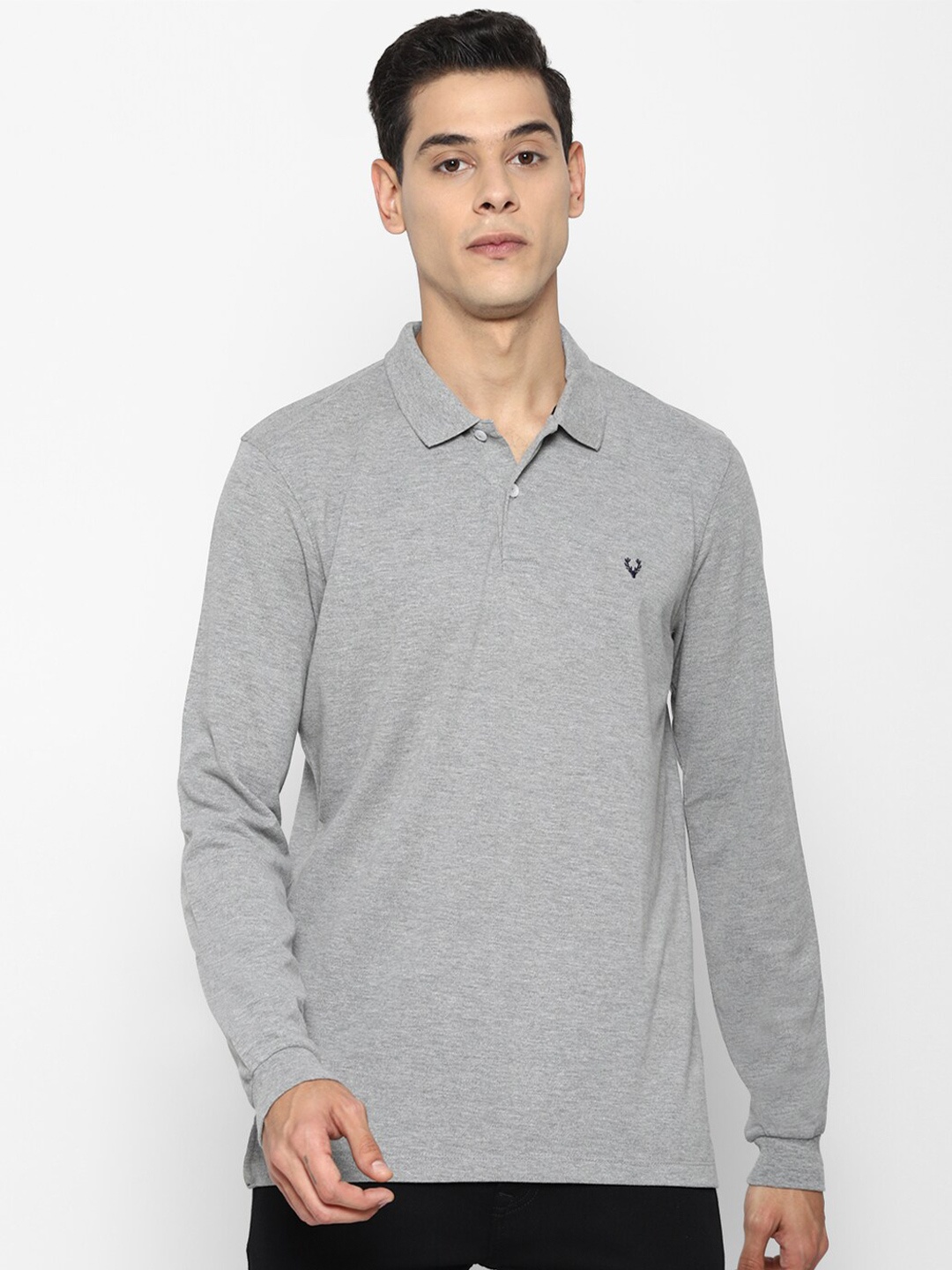 

Allen Solly Men Grey Polo Collar Cut Outs T-shirt