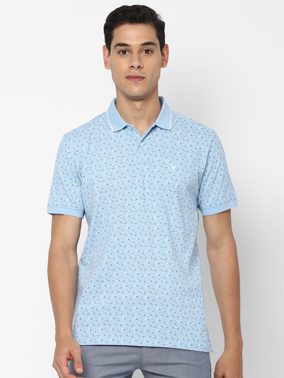 

Allen Solly Men Blue Printed Polo Collar Pockets T-shirt