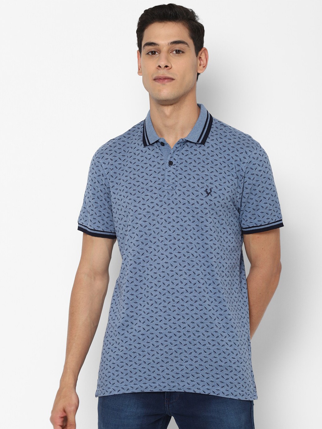 

Allen Solly Men Blue Printed Polo Collar Pockets T-shirt