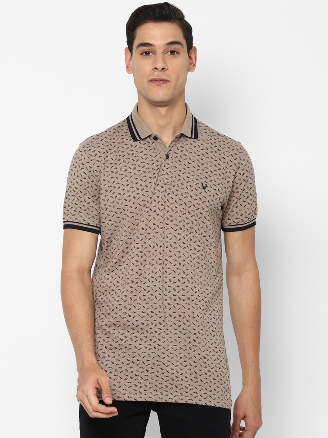 

Allen Solly Men Brown Printed Polo Collar Pockets T-shirt