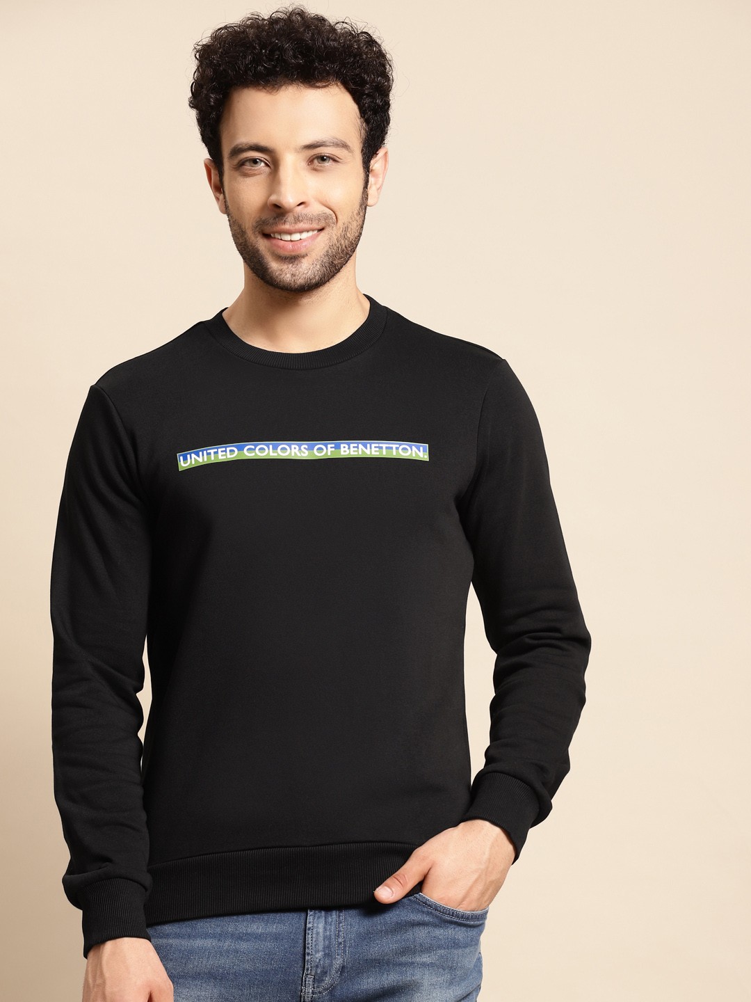 

United Colors of Benetton Men Black Sweatshirt