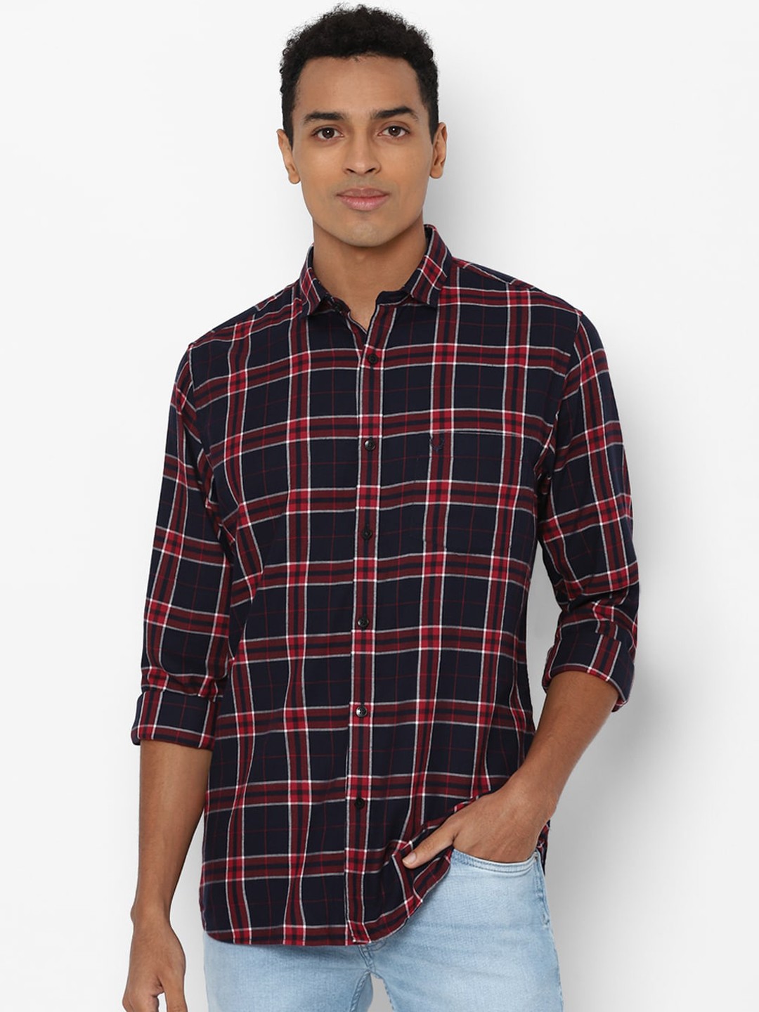 

Allen Solly Men Black Slim Fit Tartan Checks Opaque Checked Casual Shirt