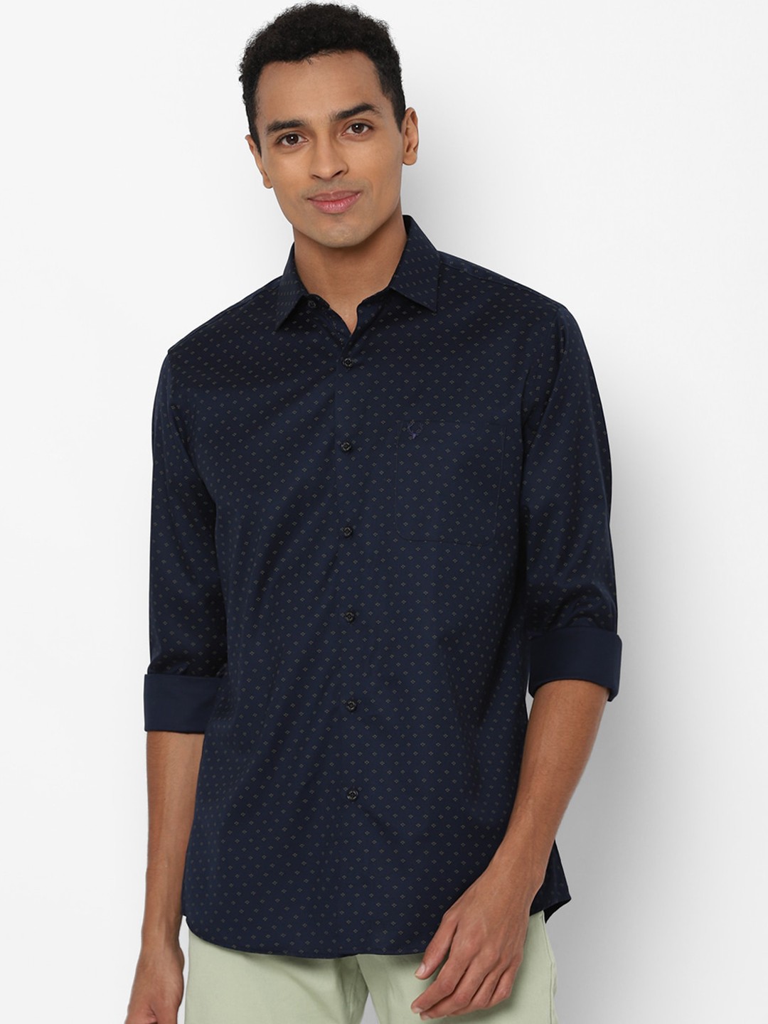 

Allen Solly Men Navy Blue Slim Fit Opaque Printed Casual Shirt