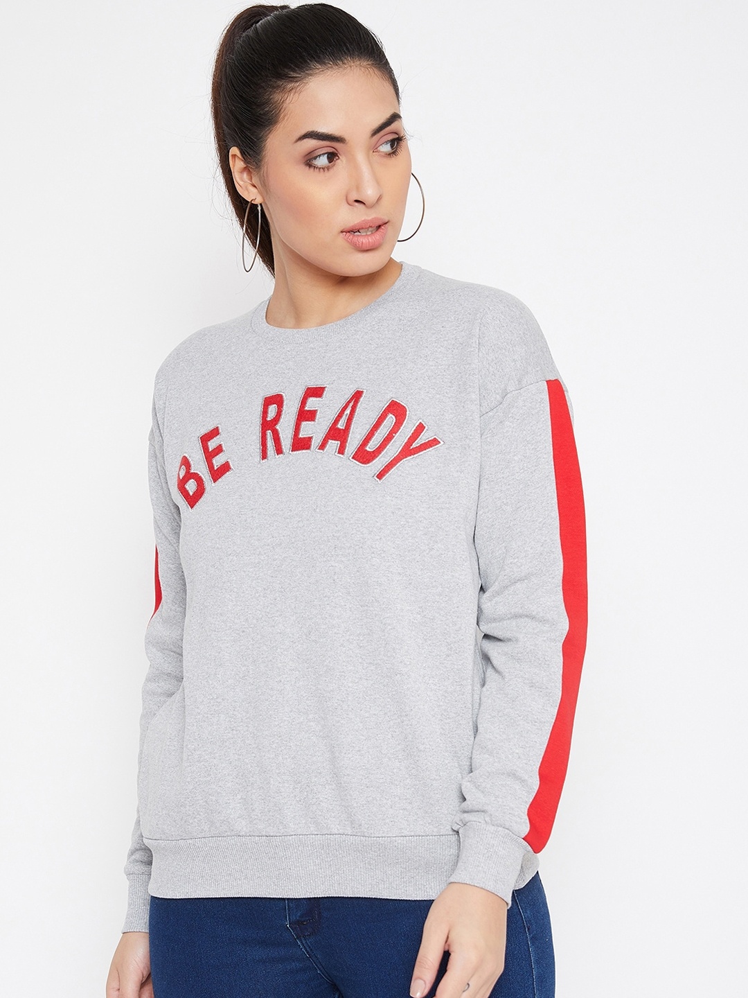 

PERFKT-U Women Grey Printed Sweatshirt