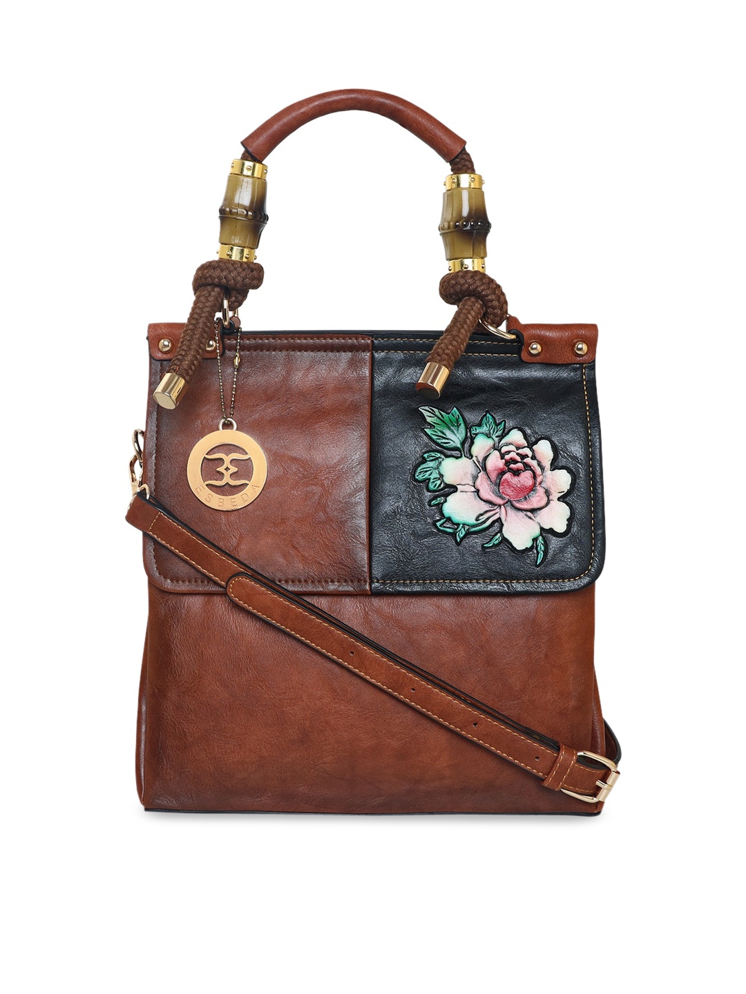 

ESBEDA Tan PU Structured Handheld Bag with Tasselled