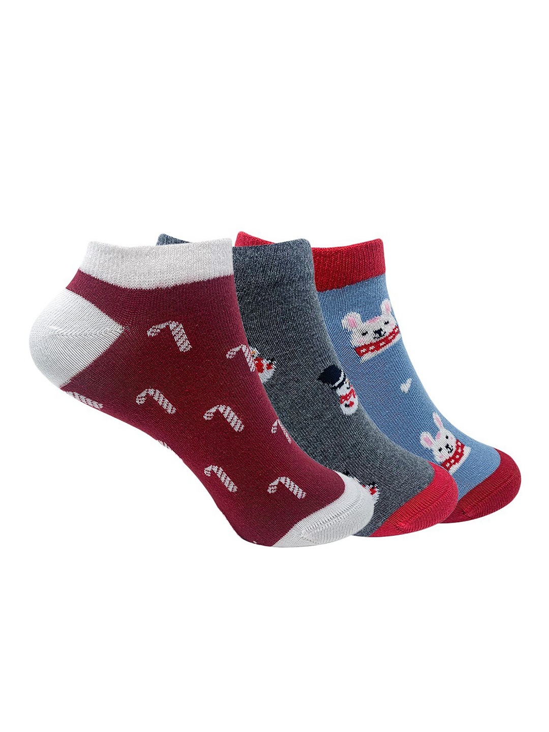 

Mint & Oak Women Pack Of 3 Assorted Ankle-Length Socks, Multi