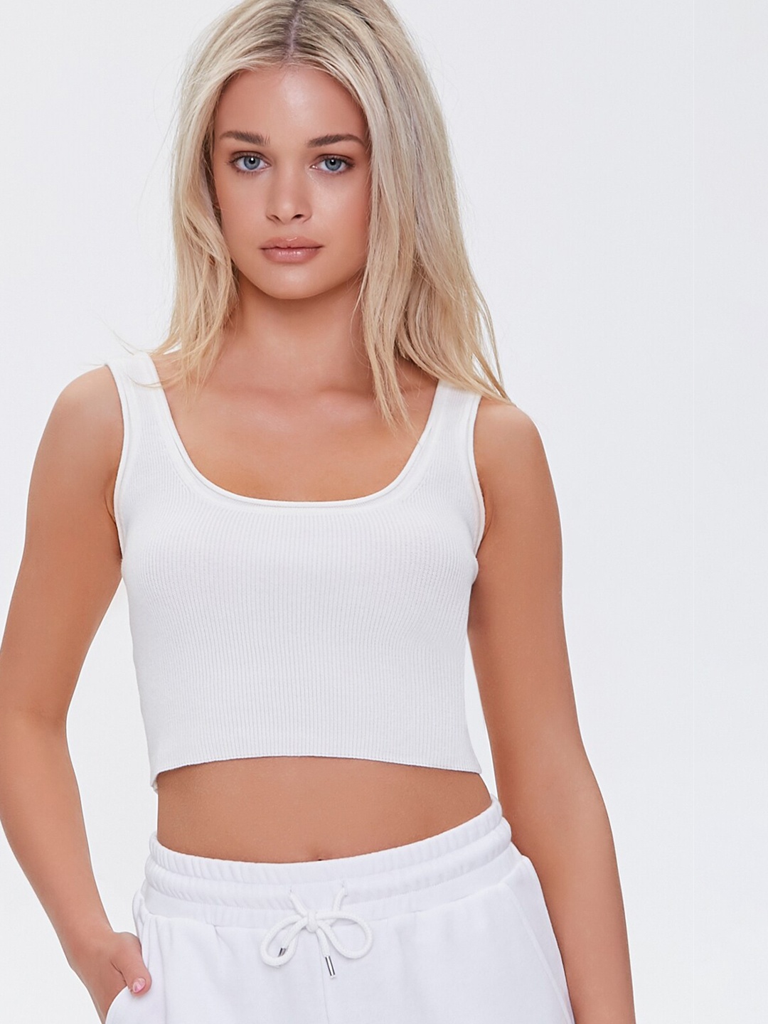 

FOREVER 21 Women Off White Tank Crop Top