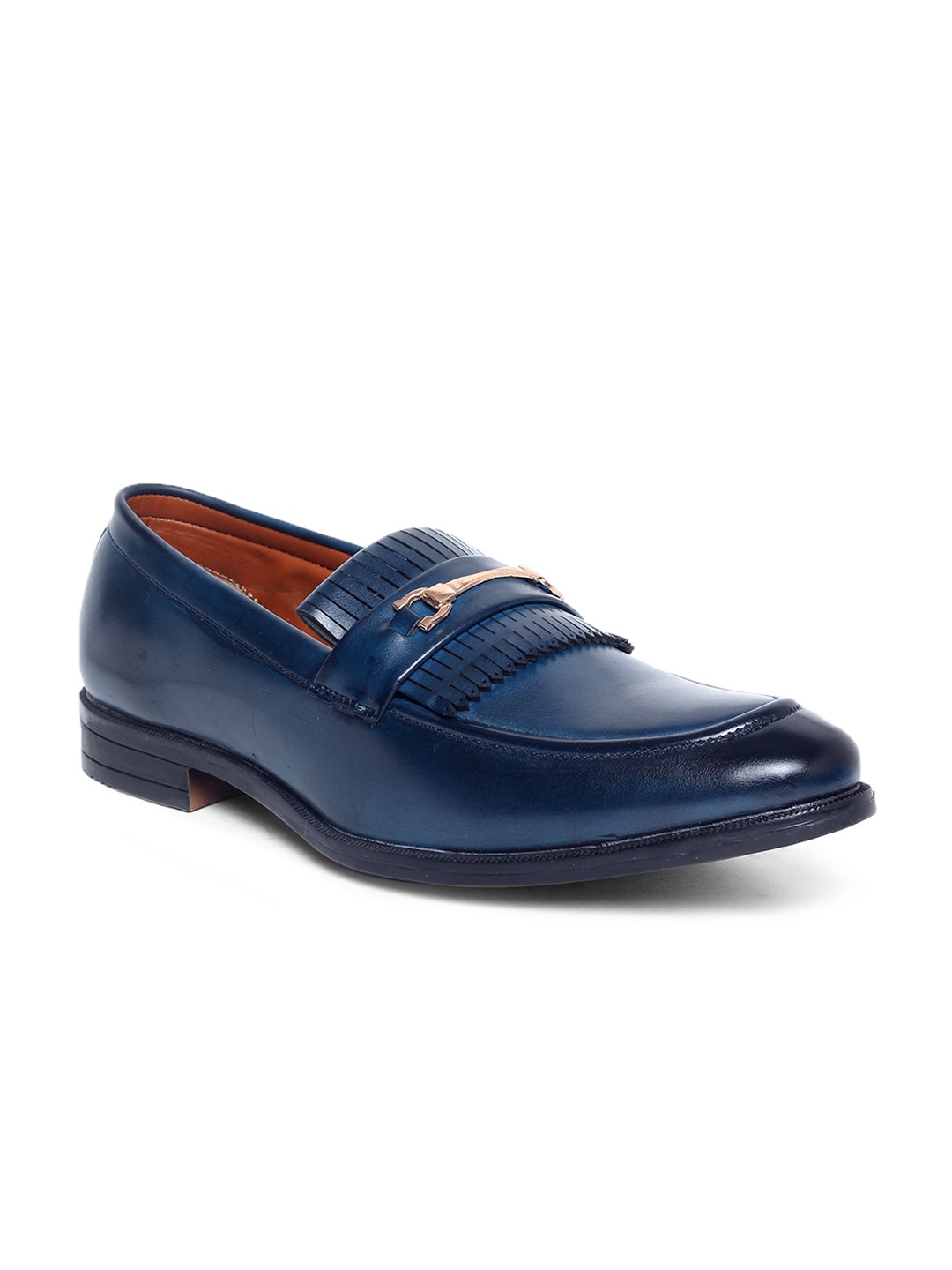 

MUTAQINOTI Men Blue Patent Leather Loafers