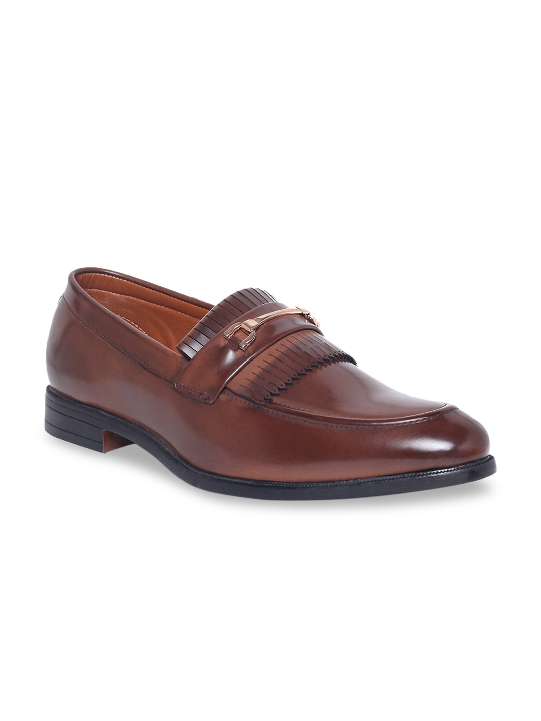 

MUTAQINOTI Men Brown Patent Leather Loafers