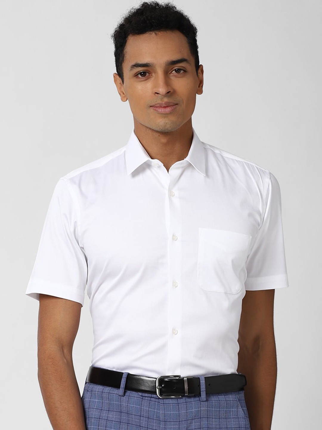 

Peter England Men White Opaque Checked Casual Shirt