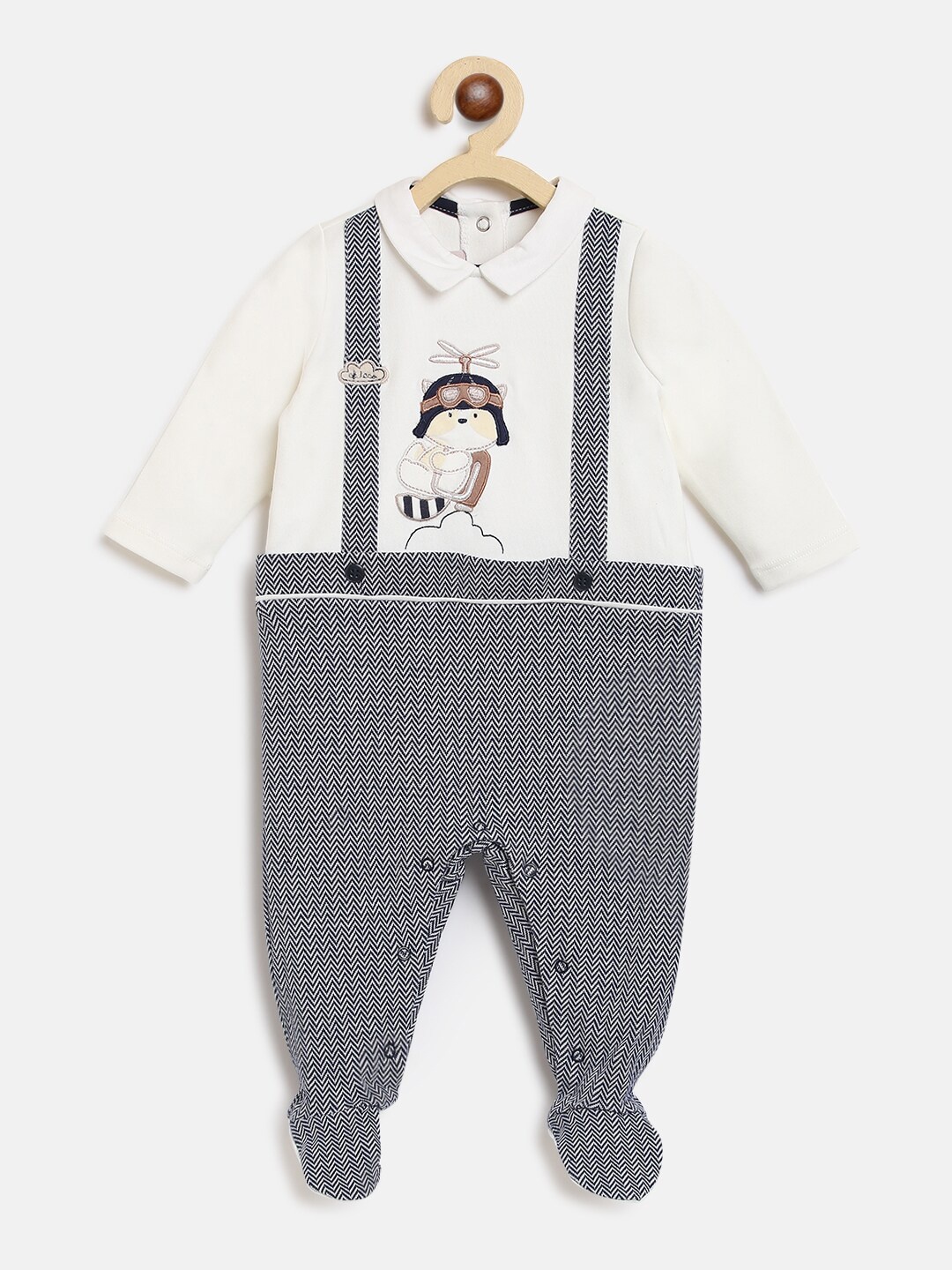 

Chicco Boys White Printed Pure Cotton Sustainable Sleep Suit