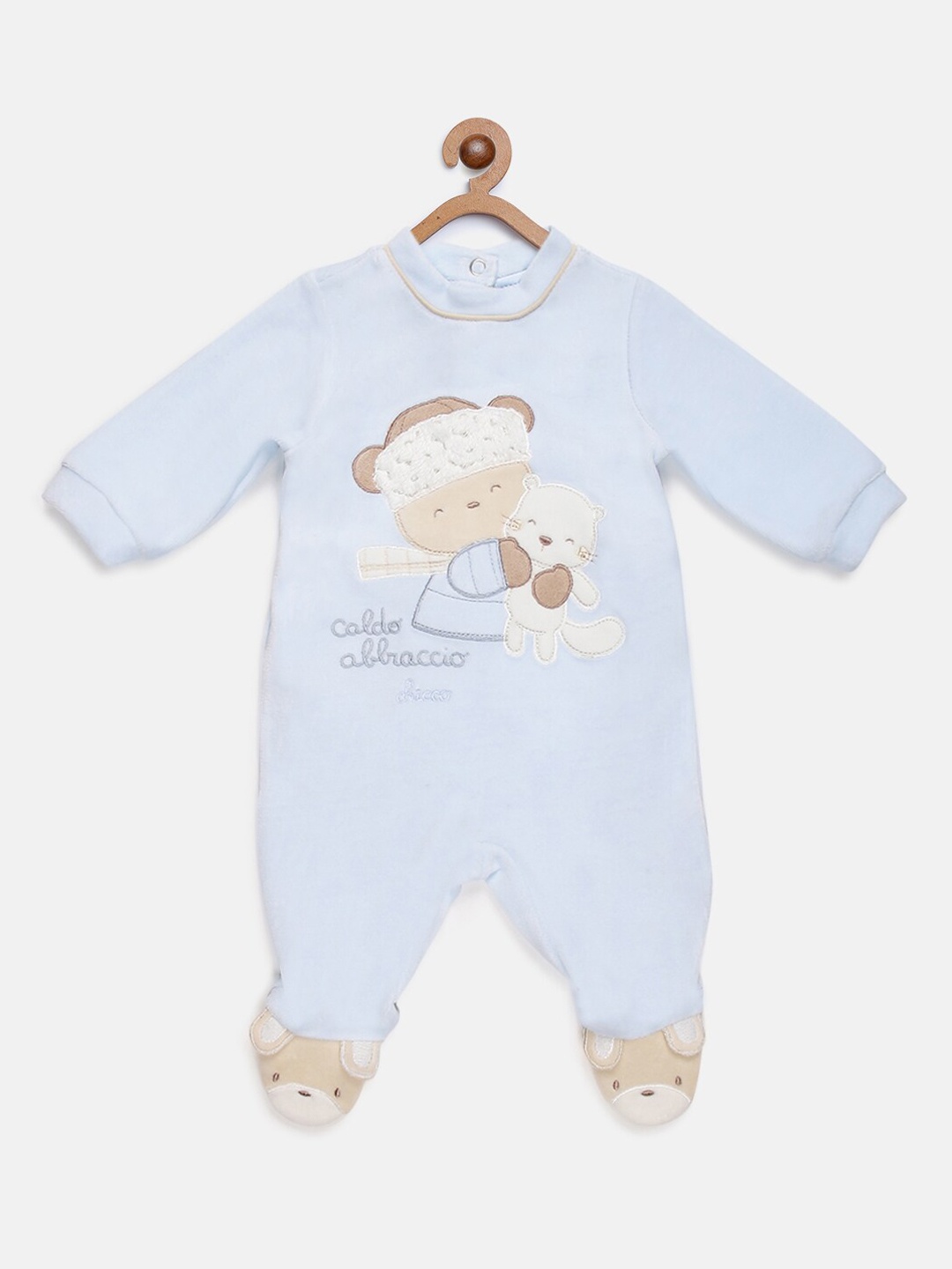 

Chicco Boys Blue & White Embroidered Sustainable Sleepsuit