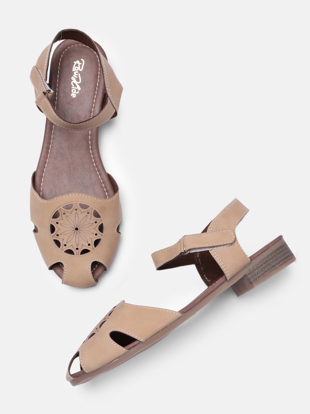 

Raw Hide Women Beige Textured Casual Ballerinas with Laser Cuts