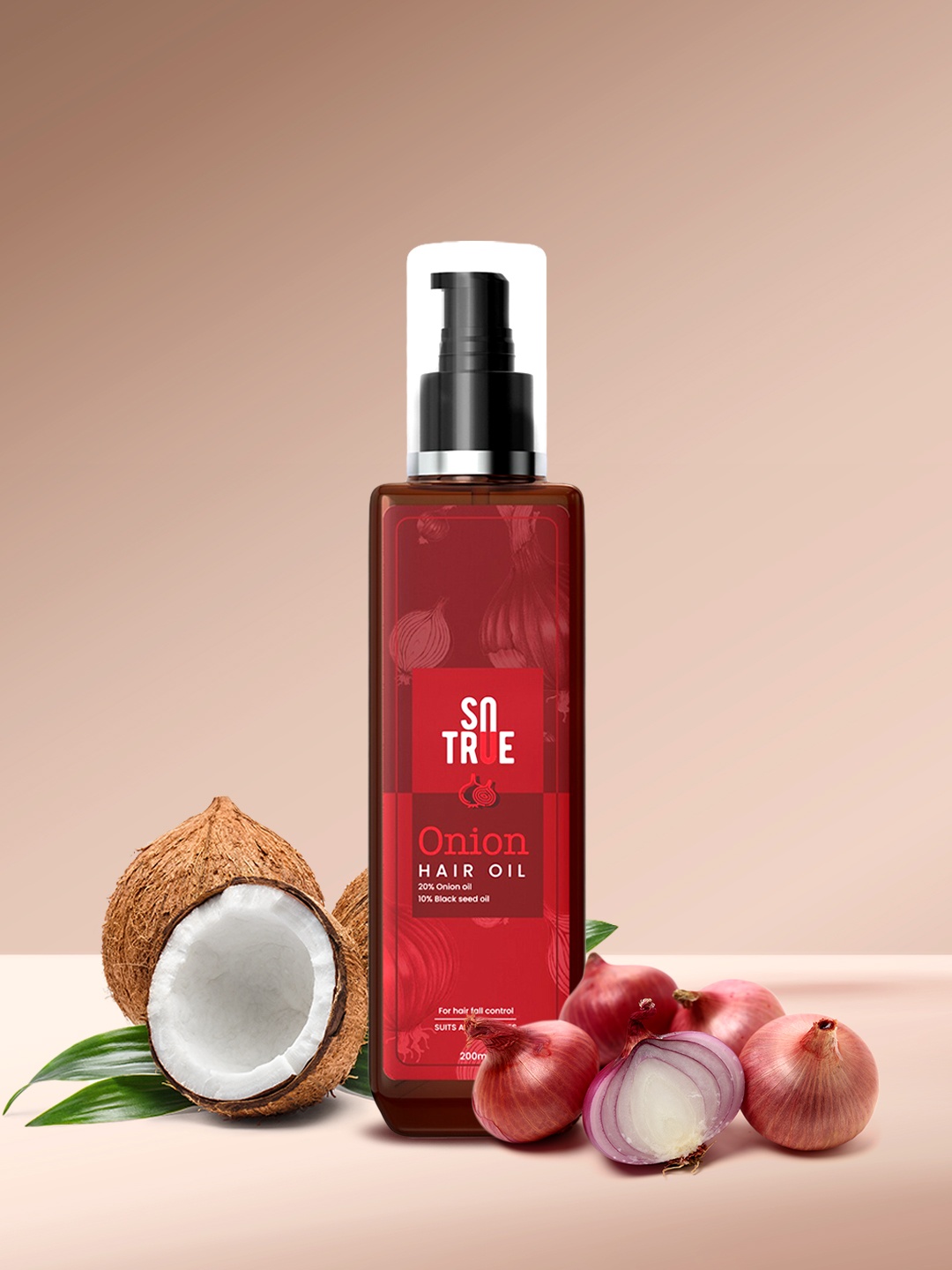 

SOTRUE Onion Hair Oil for Hair Growth with Black Seed Oil -200ml, Red