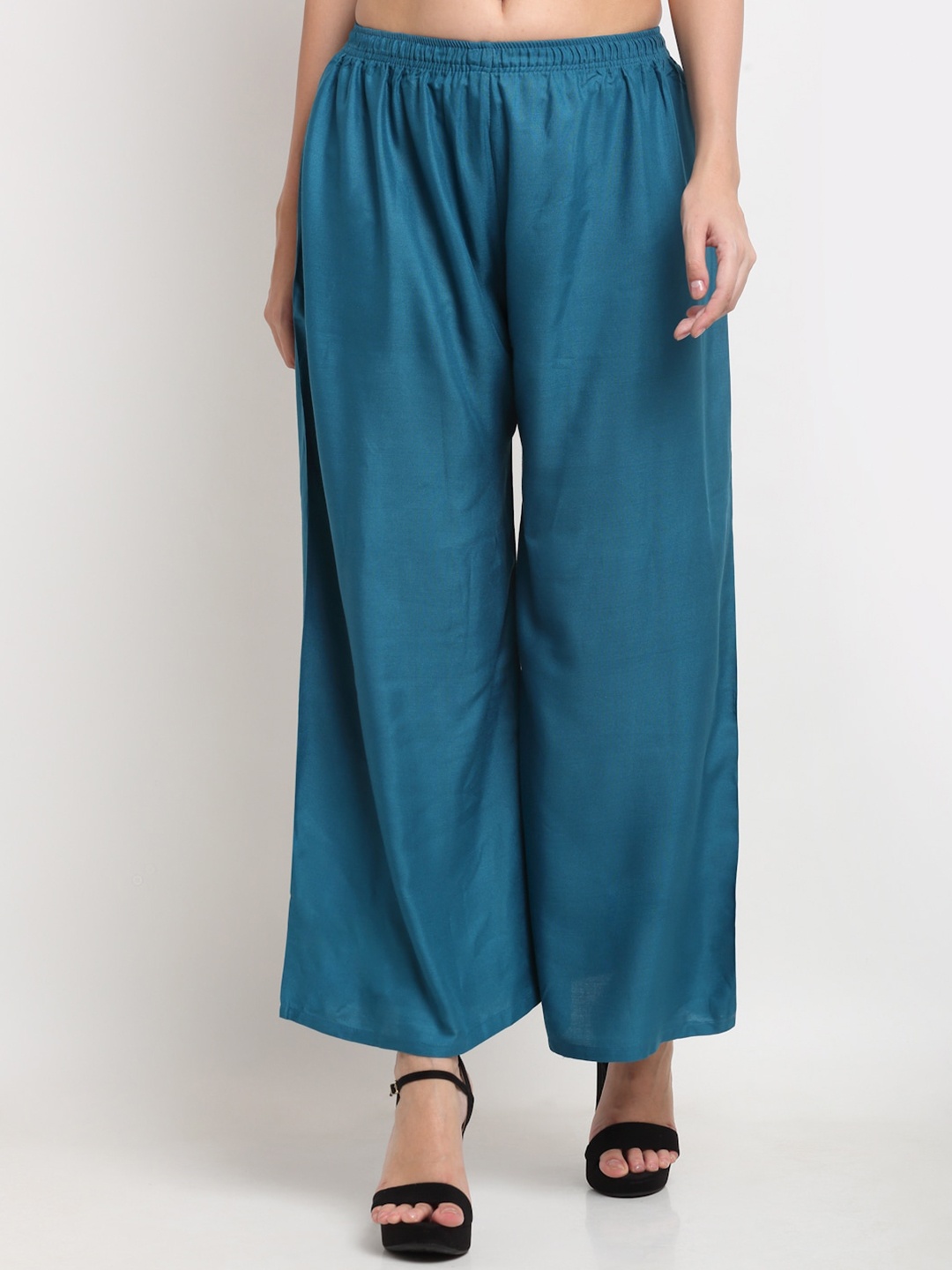 

Miaz Lifestyle Women Blue Solid Straight Palazzo