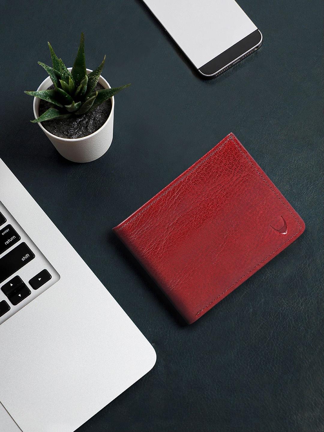 

Hidesign Men Red Textured Two Fold Wallet