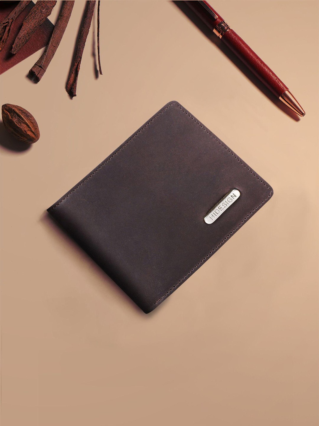

Hidesign Men Coffee Brown Leather Two Fold Wallet