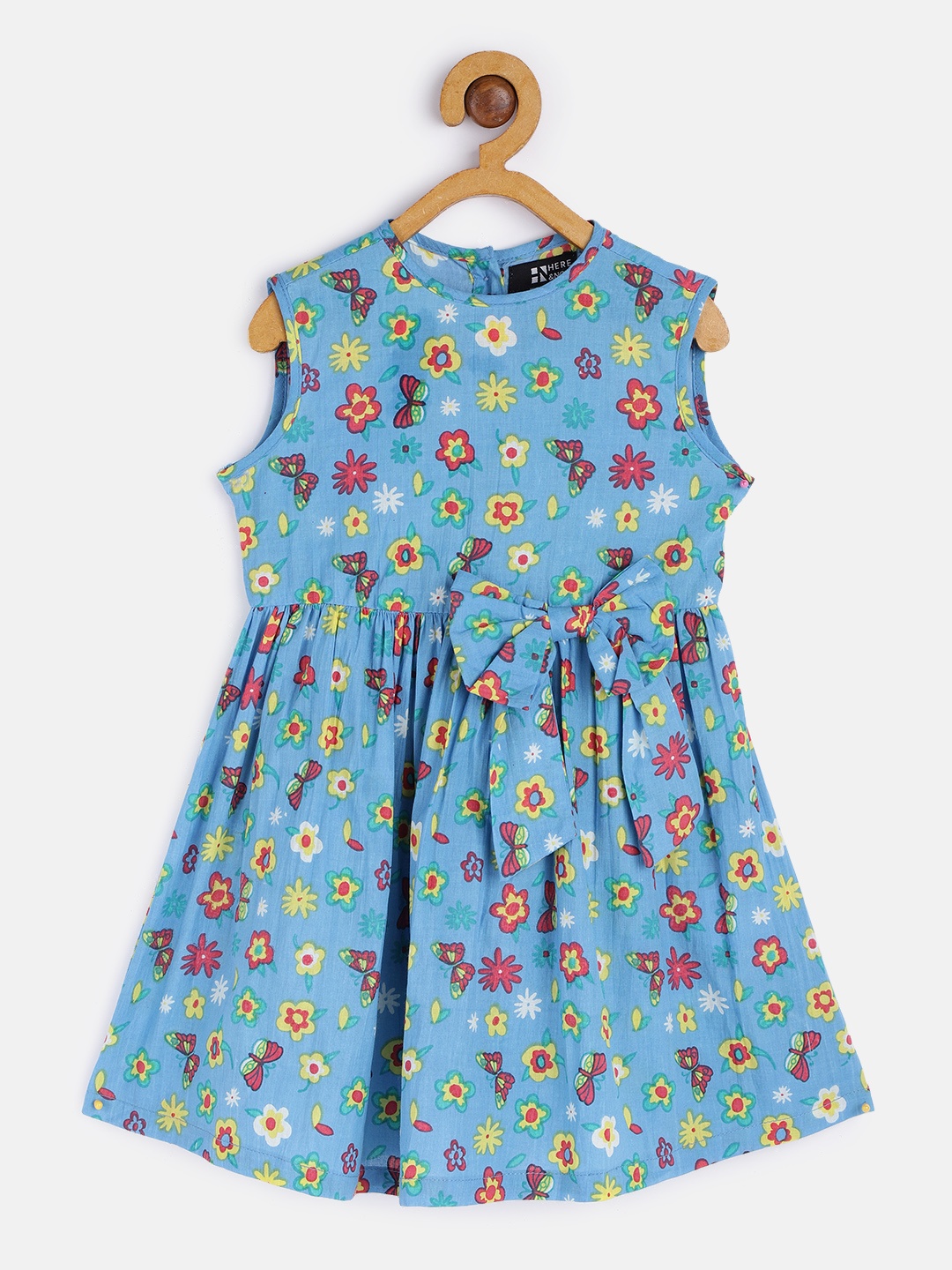 

HERE&NOW Blue Floral Print Pure Cotton Dress