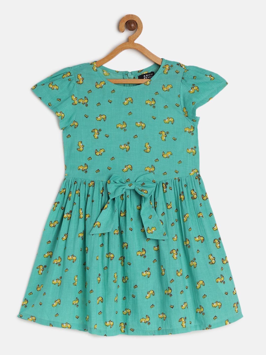 

HERE&NOW Green Printed Pure Cotton Dress