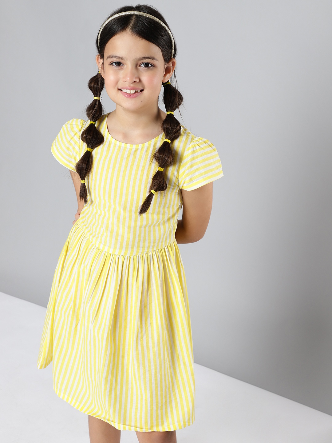 

HERE&NOW Yellow & White Striped Dress
