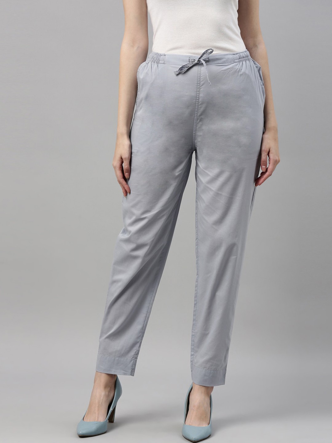 

Go Colors Women Blue Cotton Trousers
