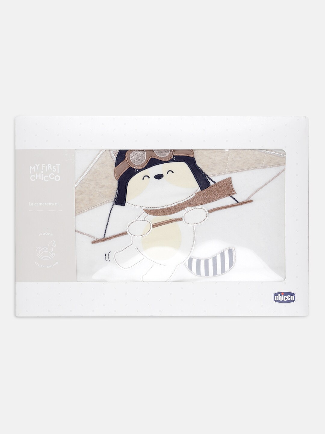 

Chicco Infants Beige & White Pram Sustainable Blanket With Removable Cover