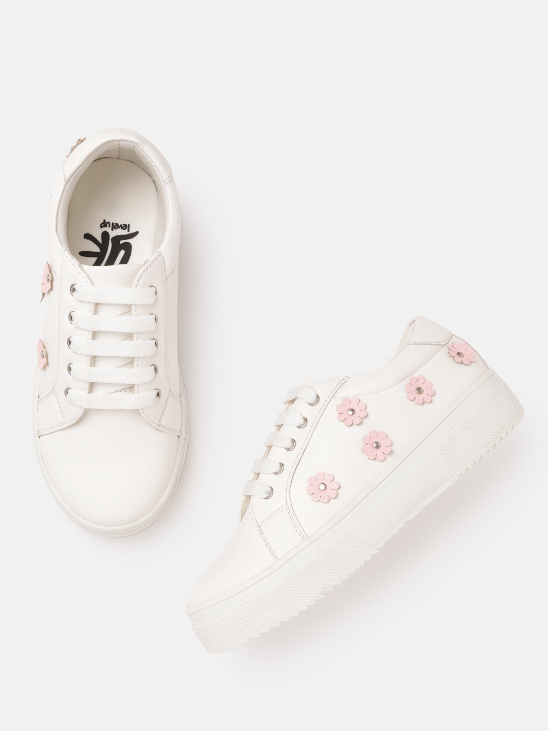 

YK Girls Off-White & Pink Floral Appilque Sneakers