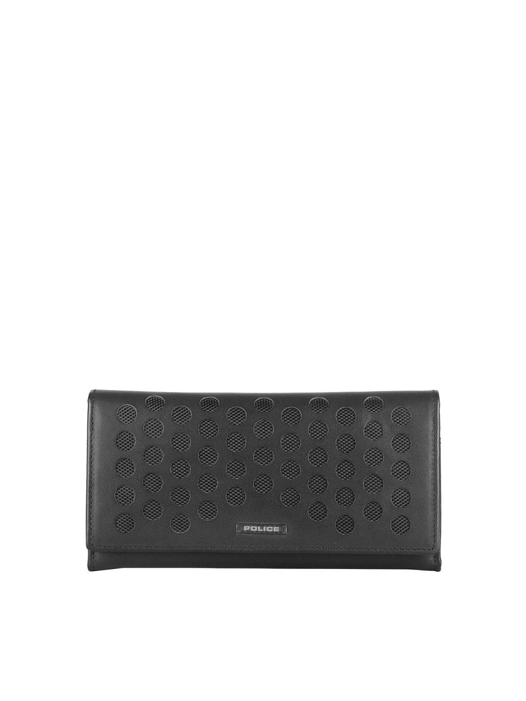 

Police Men Black Textured Leather Envelope Wallet