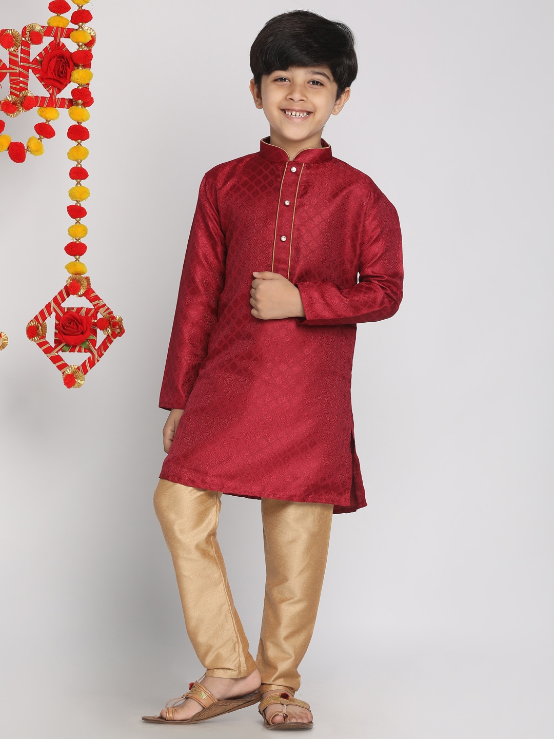 

VASTRAMAY Boys Red Regular Kurta with Pyjamas
