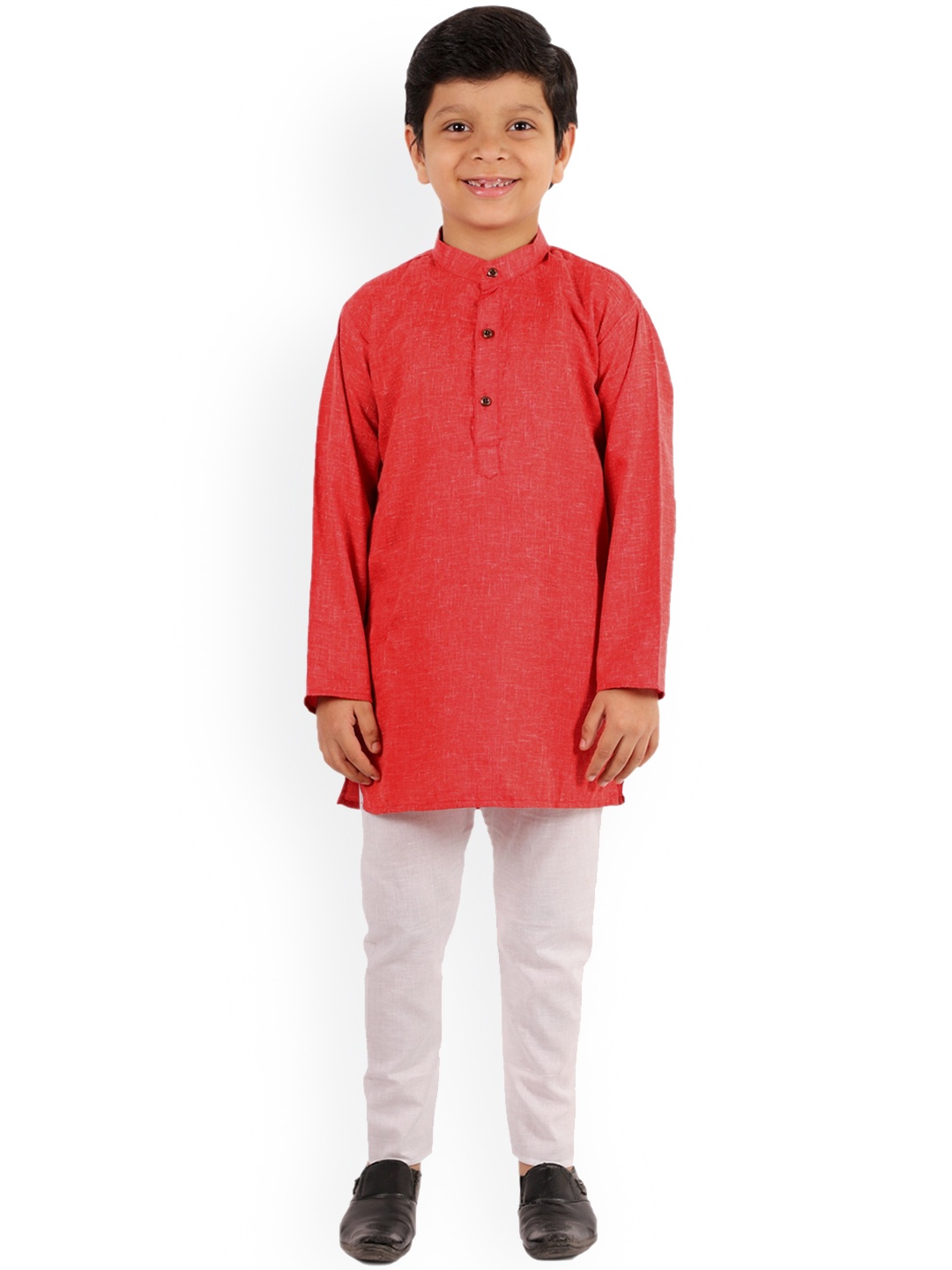 

Superminis Boys Red Embroidered Regular Pure Cotton Kurta with Pyjamas