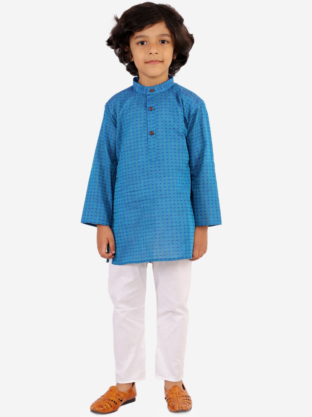 

Superminis Boys Blue Regular Pure Cotton Kurta with Pyjamas