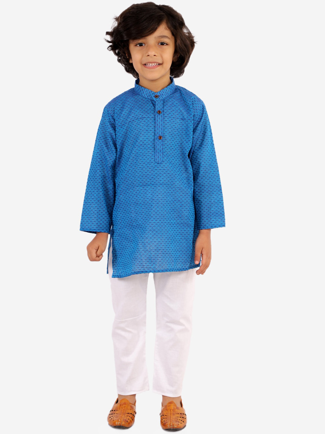 

Superminis Boys Blue Regular Pure Cotton Kurta with Pyjamas