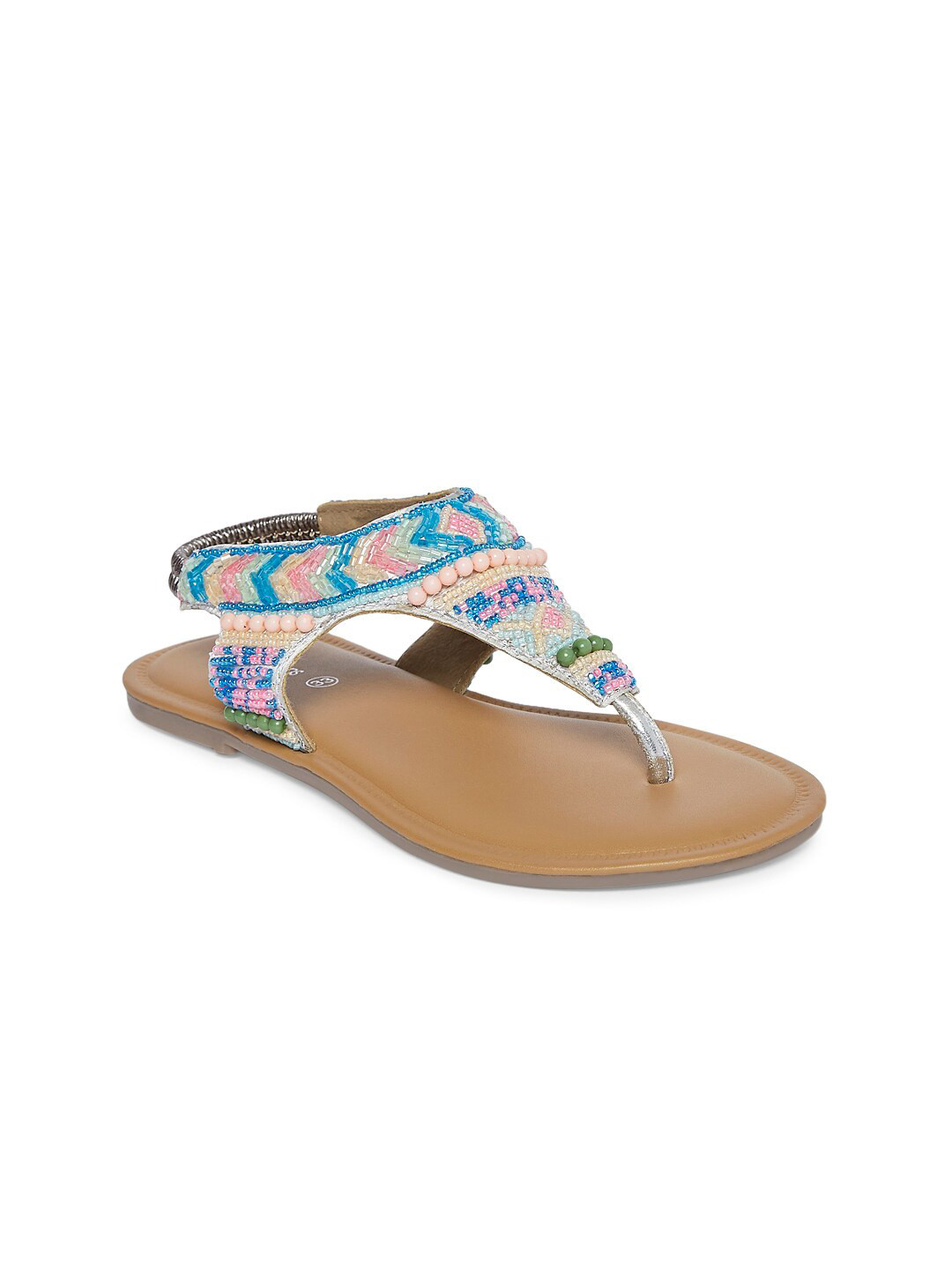 

Pantaloons Junior Girls Blue Embellished Ethnic T-Strap Flats