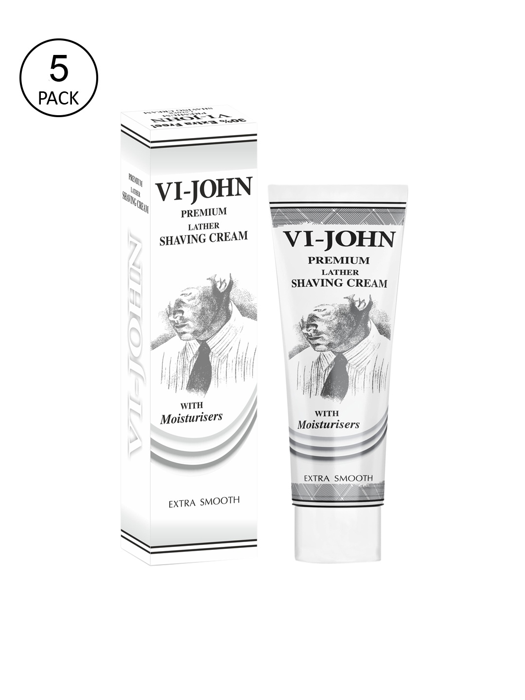 

VI-JOHN Pack Of 5 Premium Shaving Cream 91 GM - 455 ml, White