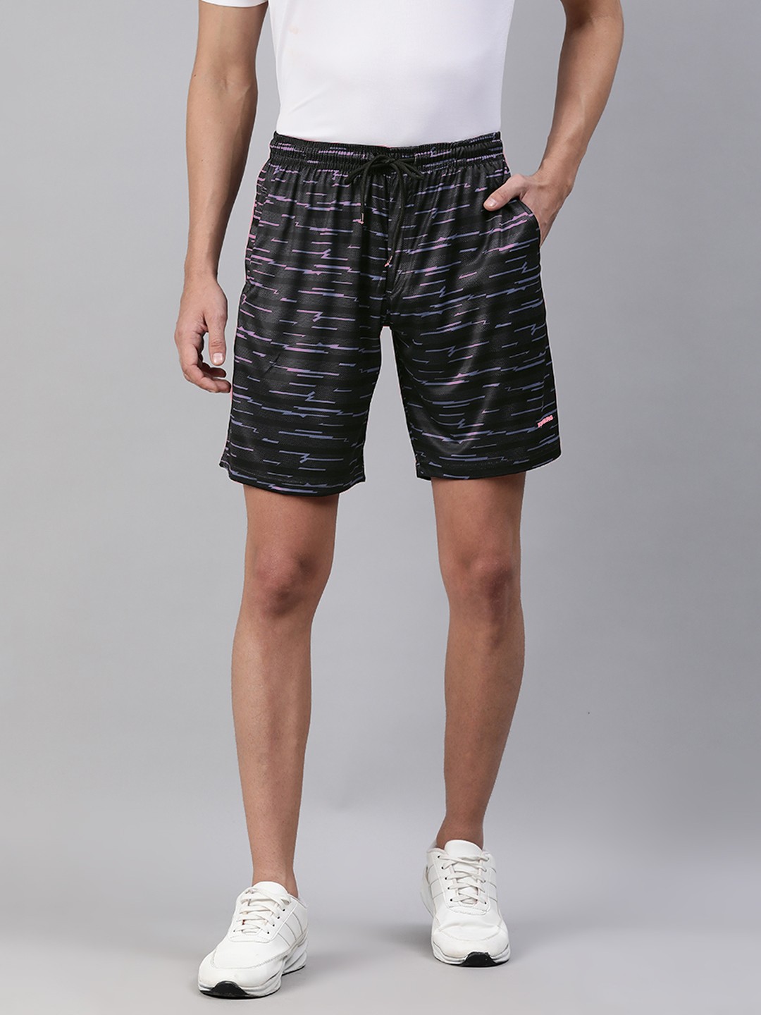 

TOM BURG Men Black Printed Regular Shorts