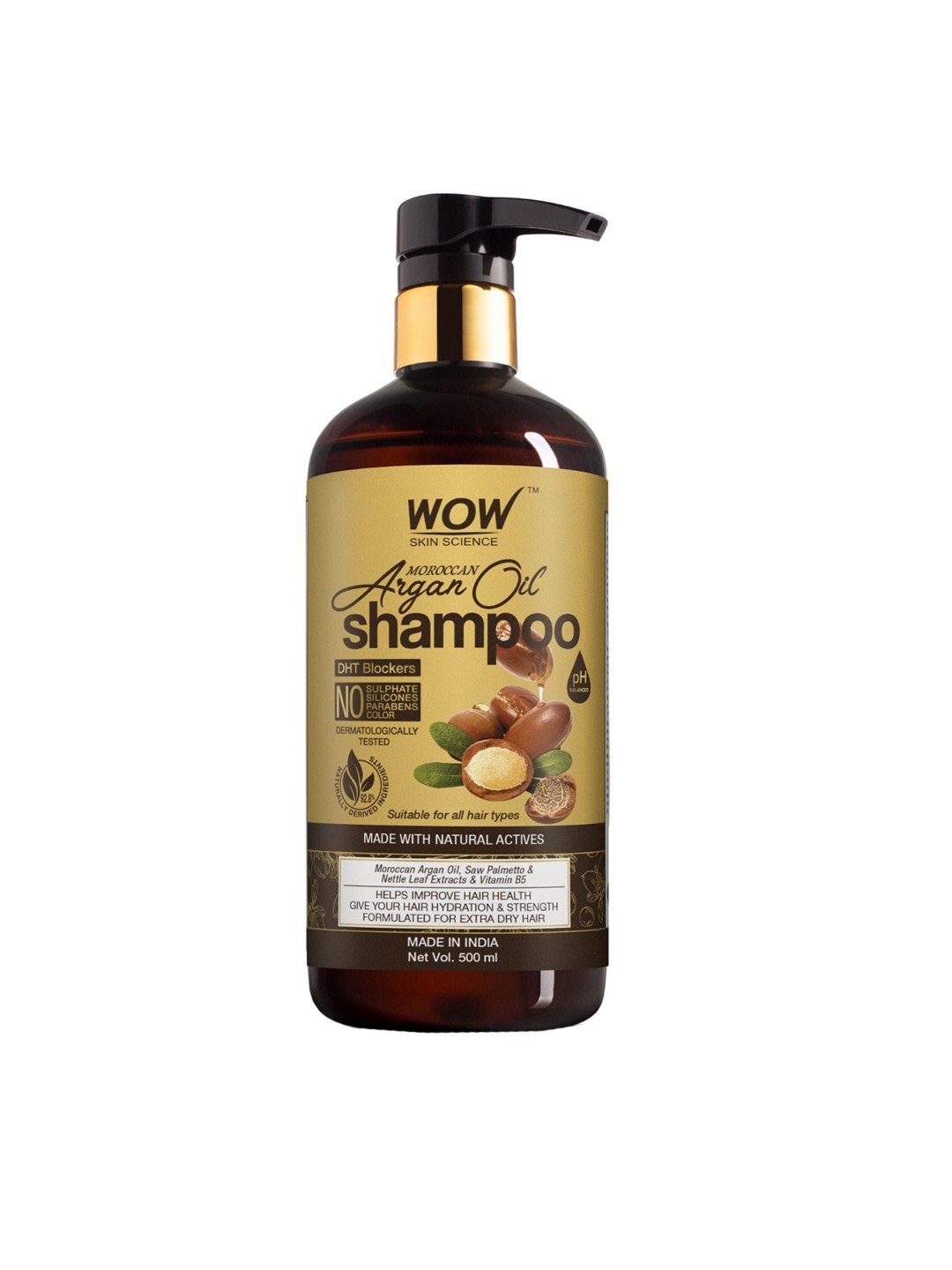 

WOW SKIN SCIENCE Moroccan Argan Oil Shampoo With DHT Blocker - 500 ml, Transparent