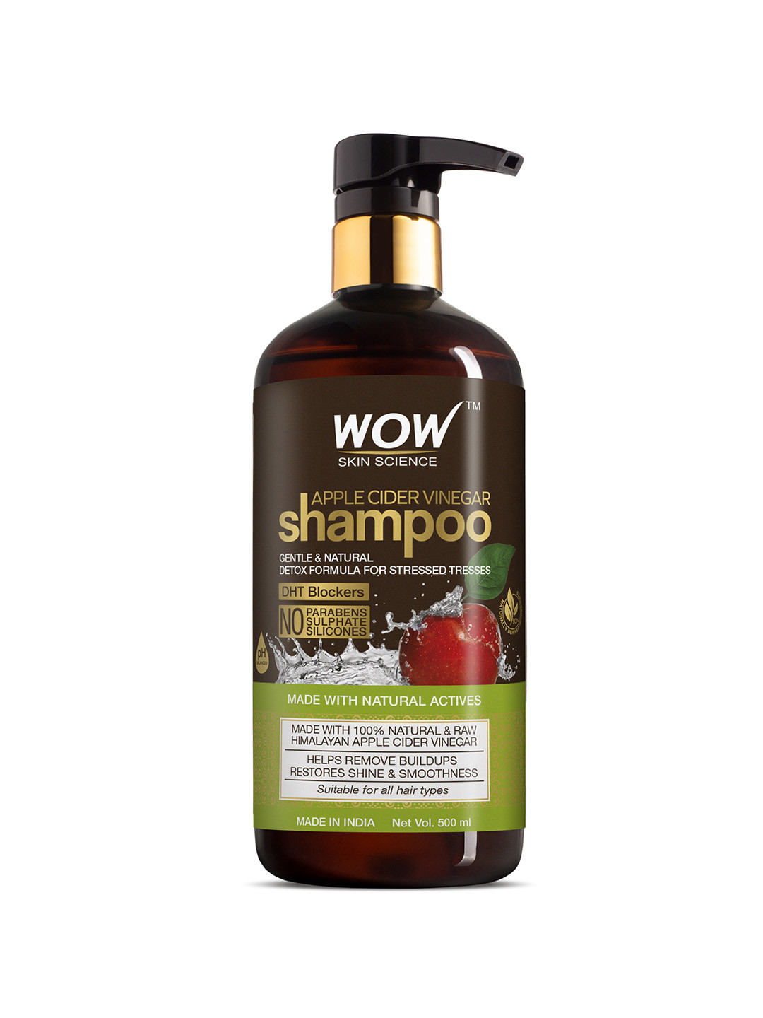 

WOW SKIN SCIENCE Apple Cider Vinegar Shampoo For Dandruff & Hair Growth - 500ml, Brown