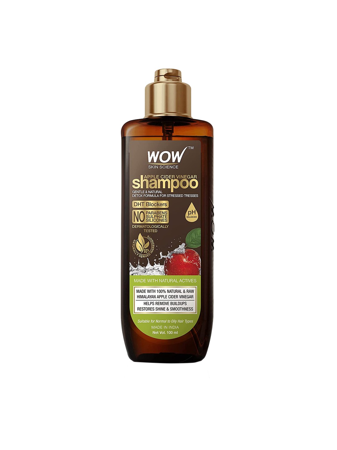 

WOW SKIN SCIENCE Unisex Apple Cider Vinegar Shampoo-100 ml, Brown