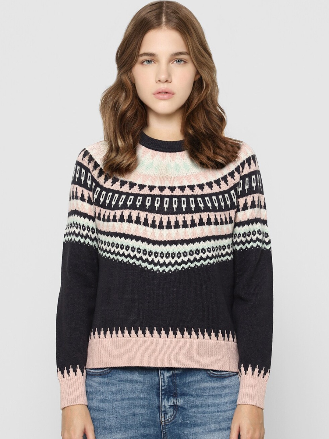 

ONLY Women Pink & Black Pullover